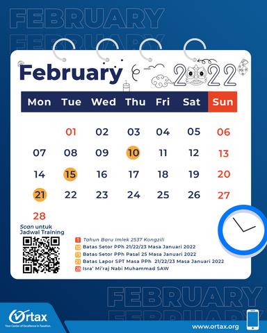 Kalender Pajak Bulan Februari 2022