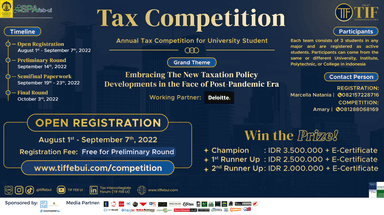 Gelar Tax Intercollegiate Forum ke 12, SPA FEB UI Buka Registrasi Tax Competition