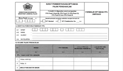 Bentuk SPT Masa Unifikasi