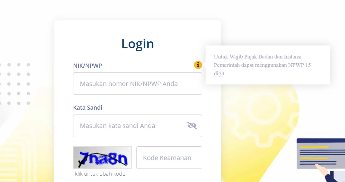 Fitur Baru DJP Online! Wajib Pajak Bisa Login dengan NIK dan Pakai Dua Bahasa