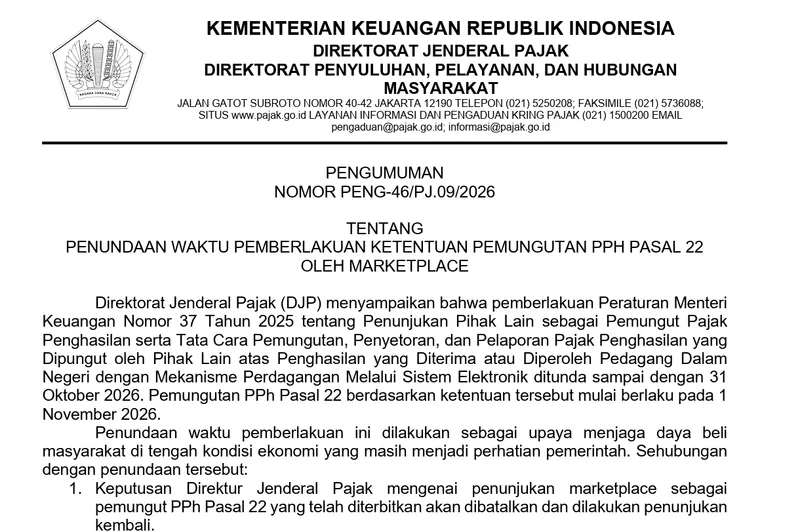 Pajak Marketplace Ditunda Lagi, Ini Pernyataan DJP