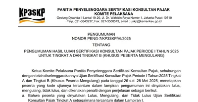 Panitia Umumkan Hasil USKP Periode I 2025