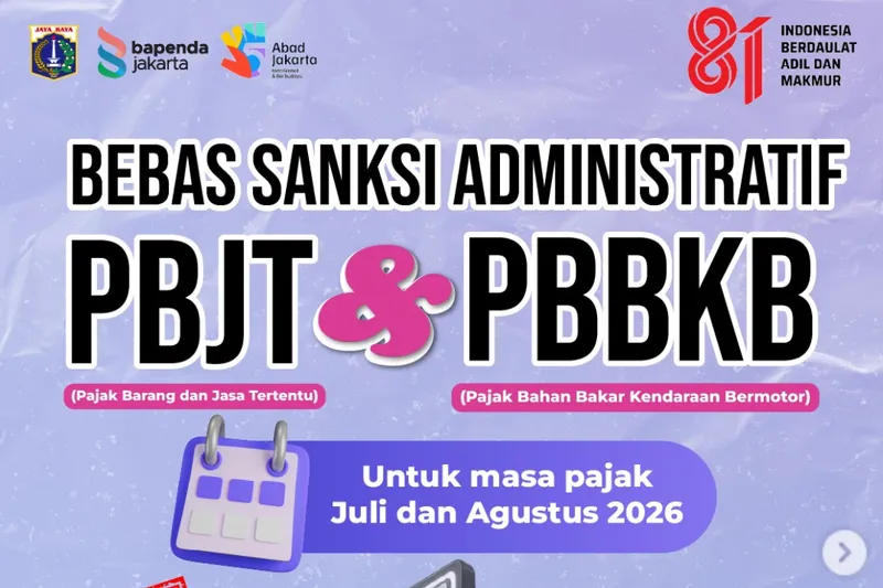 Pemprov DKI Hapus Sanksi PBJT dan PBBKB Masa Pajak Juli–Agustus 2026