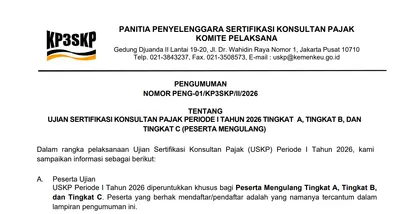 Pendaftaran USKP Periode I 2026 Resmi Dibuka, Catat Jadwal Pendaftarannya