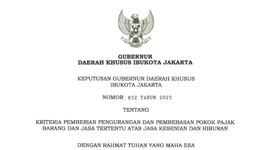 Pemprov DKI Beri Diskon Pajak untuk Kegiatan Seni, Hiburan, dan Olahraga