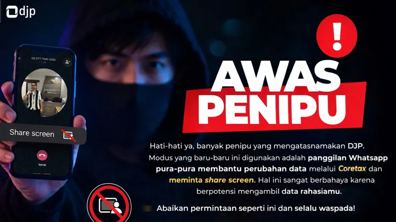 DJP Imbau Waspada Modus Penipuan Berkedok Perubahan Data Coretax melalui WhatsApp