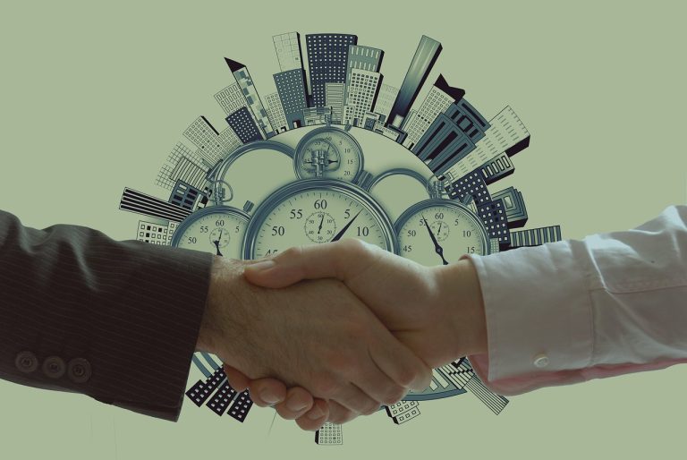 Handshake Clock Buildings Concept  - geralt / Pixabay