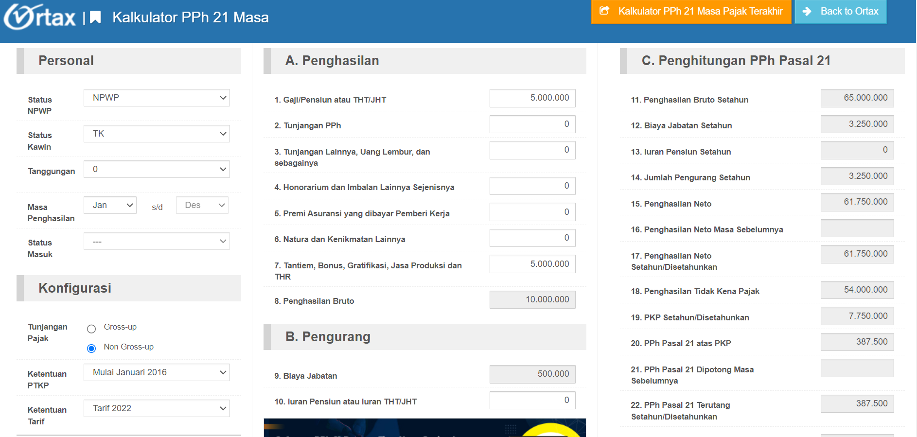 Menghitung PPh Pasal 21 Atas Bonus Atau THR - Ortax